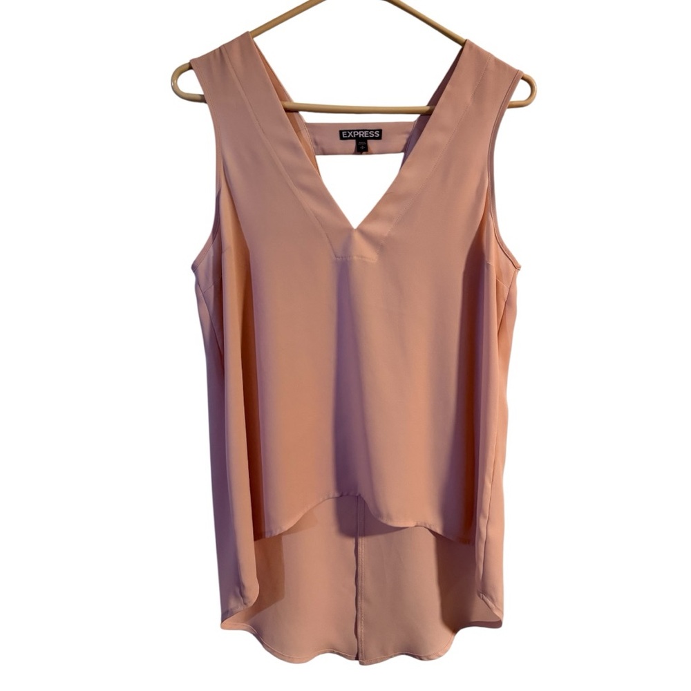 Express Tank Top Blouse Women's Blush Pink V-Neck Blouse Sleeveless Flowy